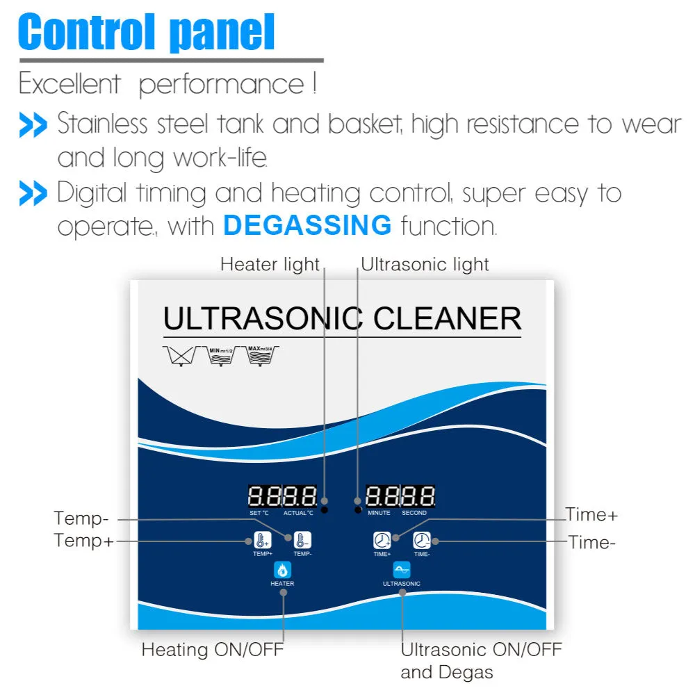 1.3L Digital Ultrasonic Cleaner | Jewelry & Parts Cleaning | Ultra Sonic Bath with Degas Function