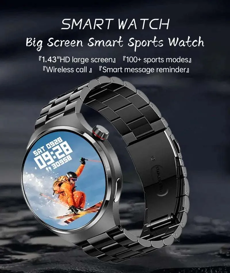 1.43" HD Color Screen Smartwatch  Wireless Call, Waterproof, Sports Monitor, 100  Dials, Business