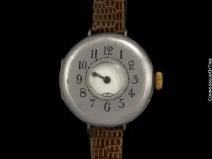 1914 Rolex Rare Vintage Mens World War I Era Military Officers Demi-Hunter Trench Watch - Sterling Silver