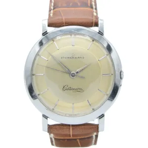 1958 Sleek Eterna-Matic Centenaire Automatic Wristwatch with Stunning Two Tone Original Champagne Dial