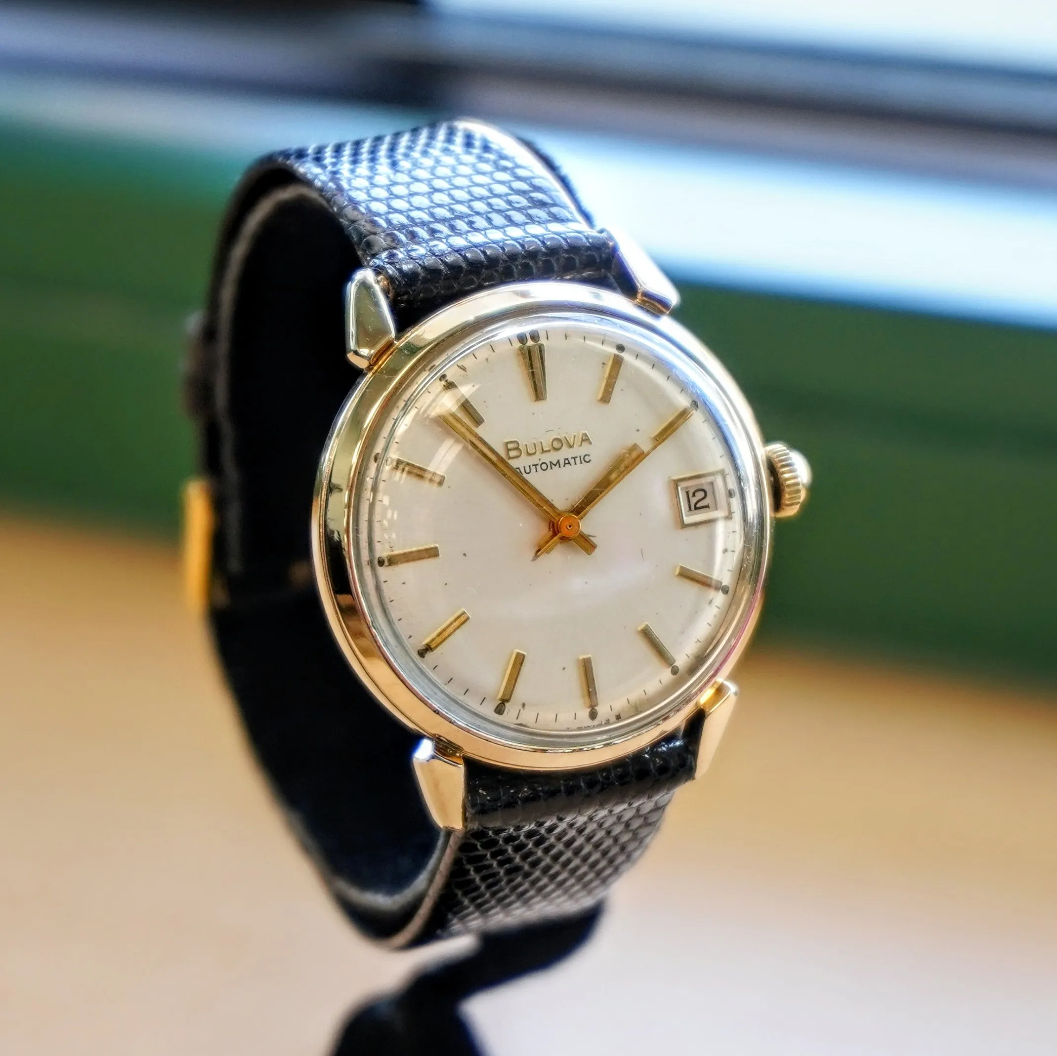1971 BULOVA Automatic Wristwatch 17 Jewels Date Fancy Lugs Vintage Watch Swiss Made