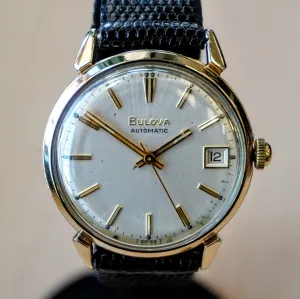 1971 BULOVA Automatic Wristwatch 17 Jewels Date Fancy Lugs Vintage Watch Swiss Made