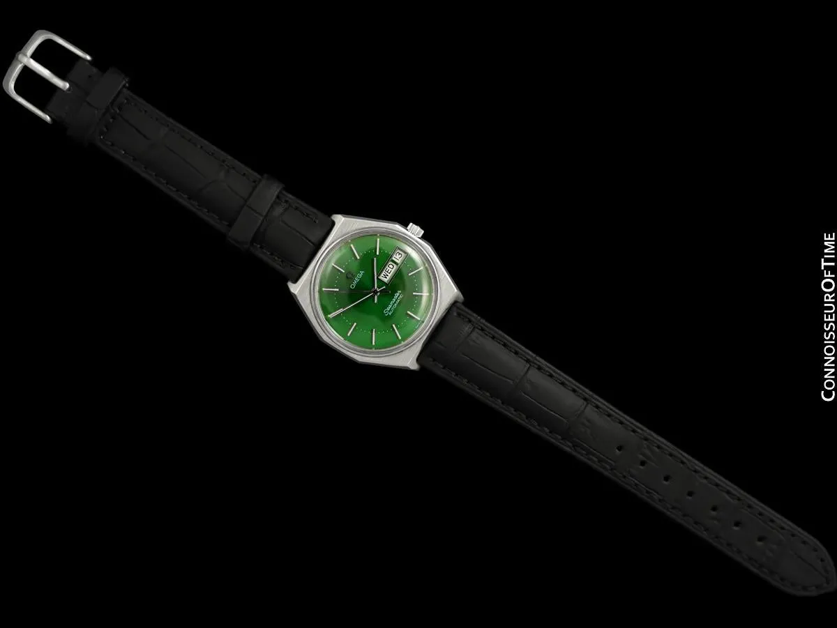 1975 Omega Seamaster Vintage Retro Mens Watch with Emerald Green Dial - Stainless Steel