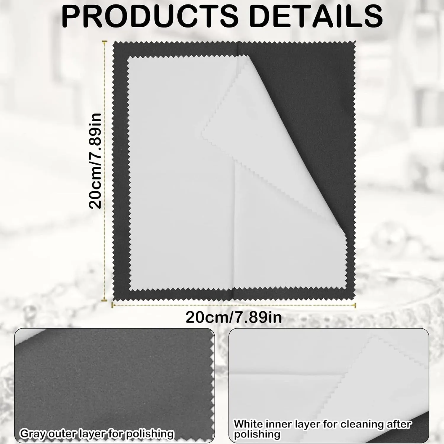 4Pcs Silver Polishing Cloth, Silver Jewelry Cleaner Cloth, Double-Sided Jewelry Polishing Cloths Silver Polishing for Sterling Silver Gold Platinum Jewelry, Silver Cleaning Cloth Keeps Shining