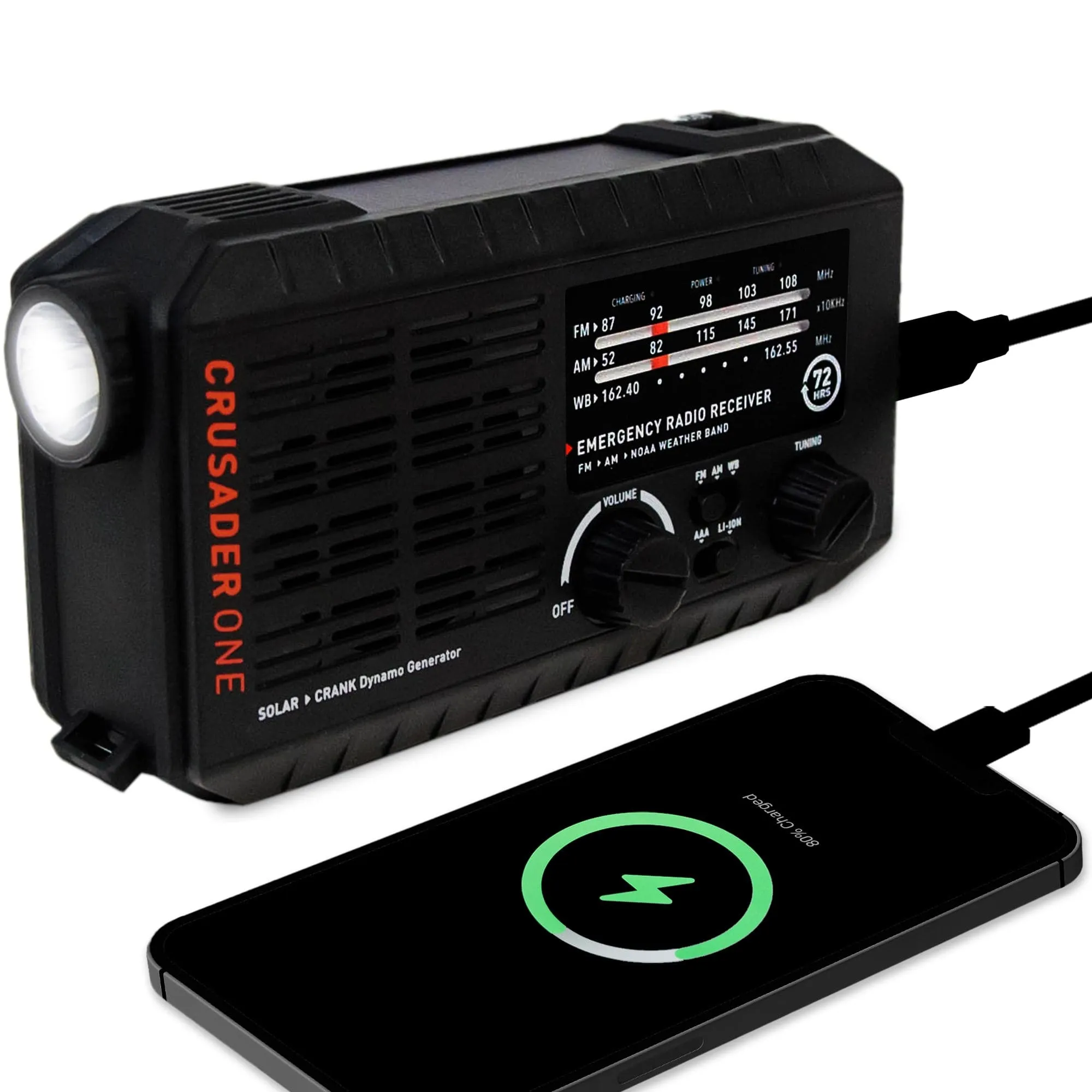 72HRS CRUSADER ONE NOAA Flashlight Analog Radio