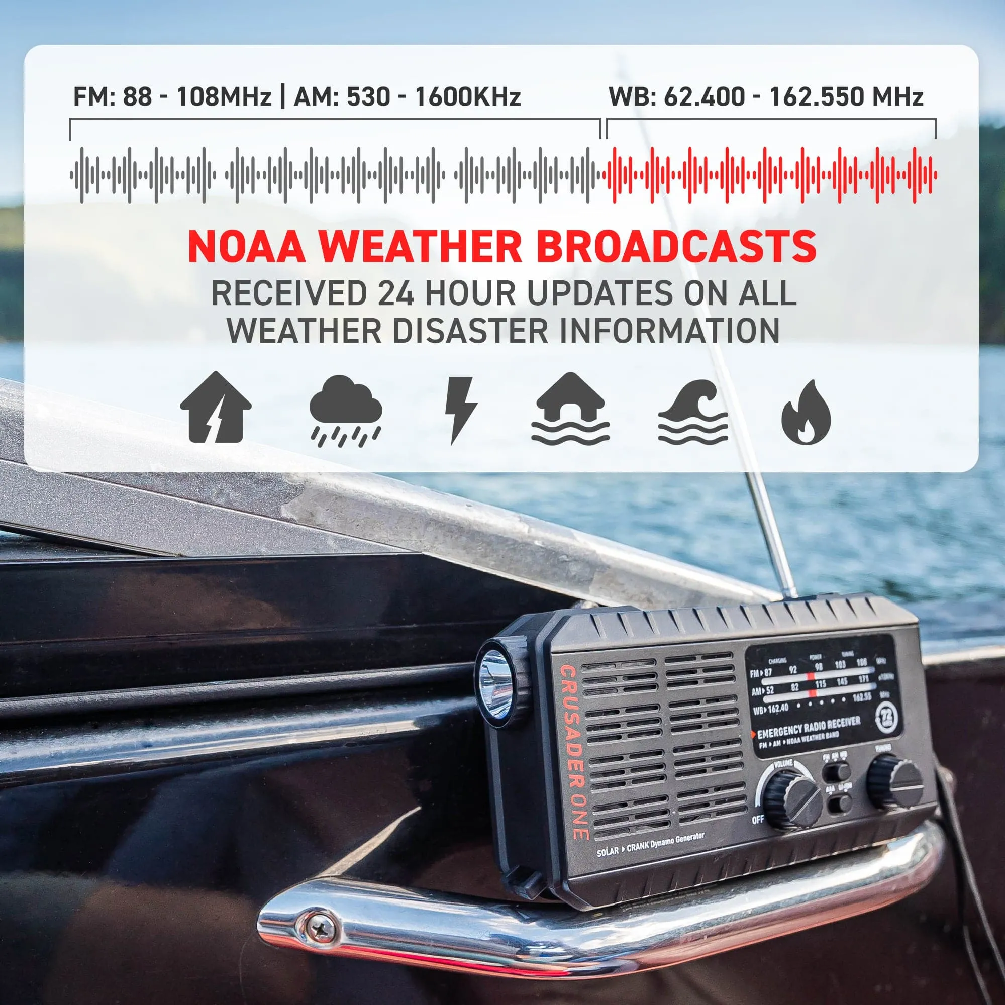 72HRS CRUSADER ONE NOAA Flashlight Analog Radio