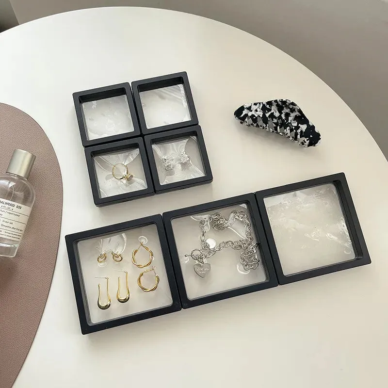 Anyhouz Jewelry Storage 10PCS Yellow Set 3D Floating Display Case Stands Holder Suspension Storage for Pendant Necklace Bracelet Ring Coin Pin Gift Jewelry Box 9x9cm
