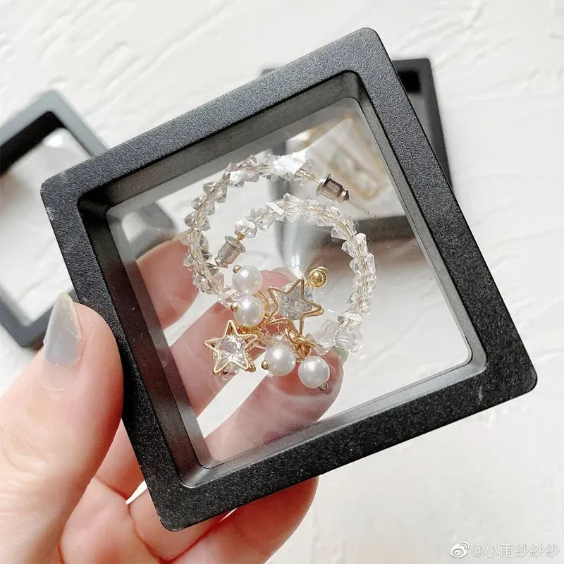 Anyhouz Jewelry Storage 10PCS Yellow Set 3D Floating Display Case Stands Holder Suspension Storage for Pendant Necklace Bracelet Ring Coin Pin Gift Jewelry Box 9x9cm