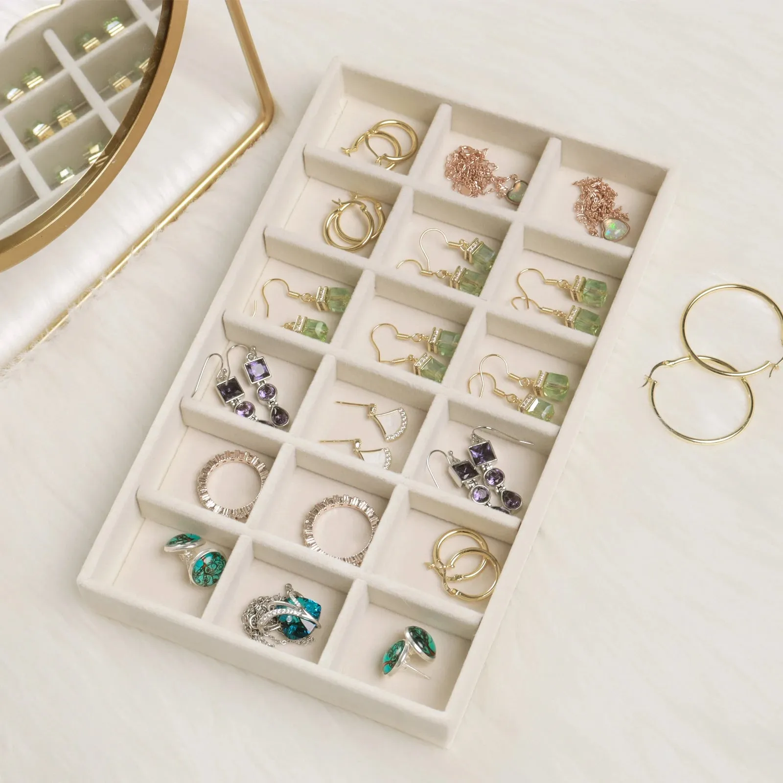 Anyhouz Jewelry Storage Grey Design G Display Tray Drawer Storage Jewellery Holder For Ring Earrings Necklace Bracelet