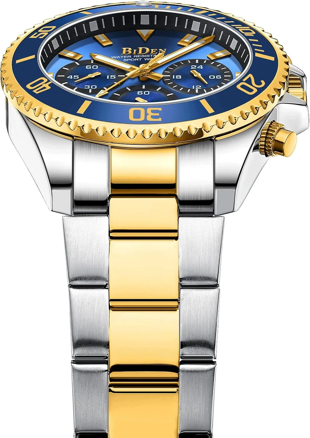 BIDEN Mens Watches Chronograph Stainless Steel Waterproof Date Analog Quartz Watch Business Wrist Watches for Men