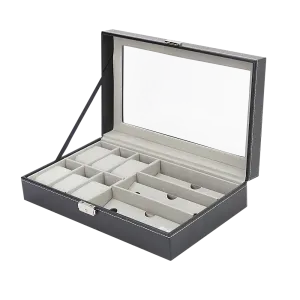 Black PU Leather Watch and Sunglasses Display Box