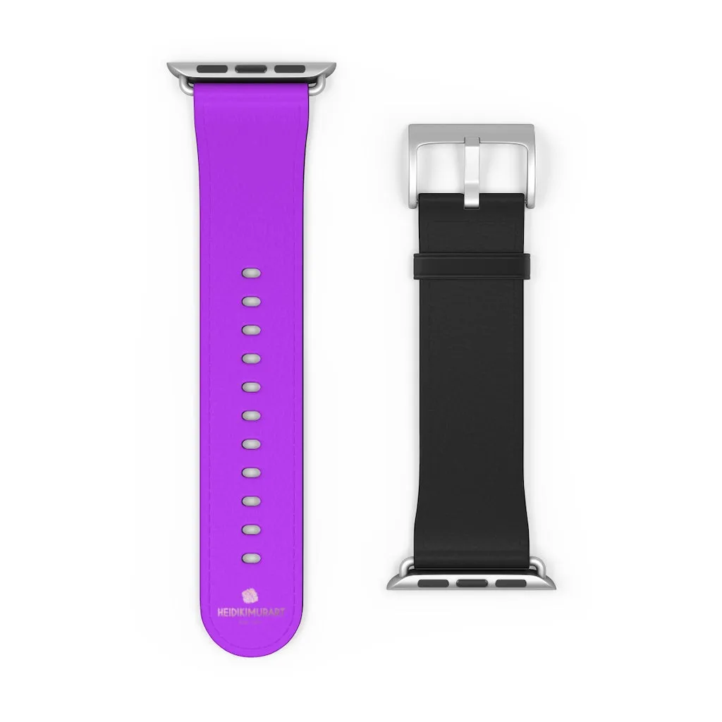 Black Purple Apple Watch Band, Dual Solid Color 38mm/42mm Watch Band - Made in USA