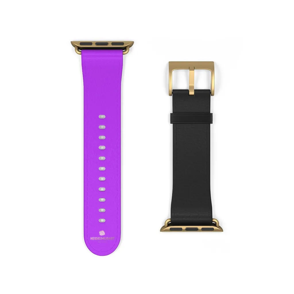 Black Purple Apple Watch Band, Dual Solid Color 38mm/42mm Watch Band - Made in USA