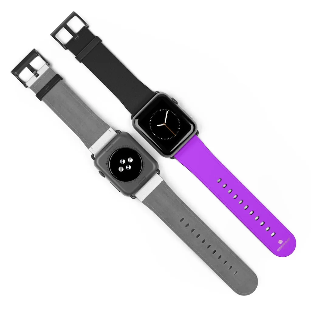 Black Purple Apple Watch Band, Dual Solid Color 38mm/42mm Watch Band - Made in USA