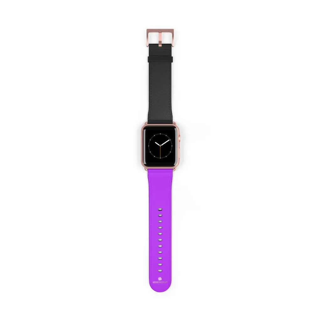 Black Purple Apple Watch Band, Dual Solid Color 38mm/42mm Watch Band - Made in USA