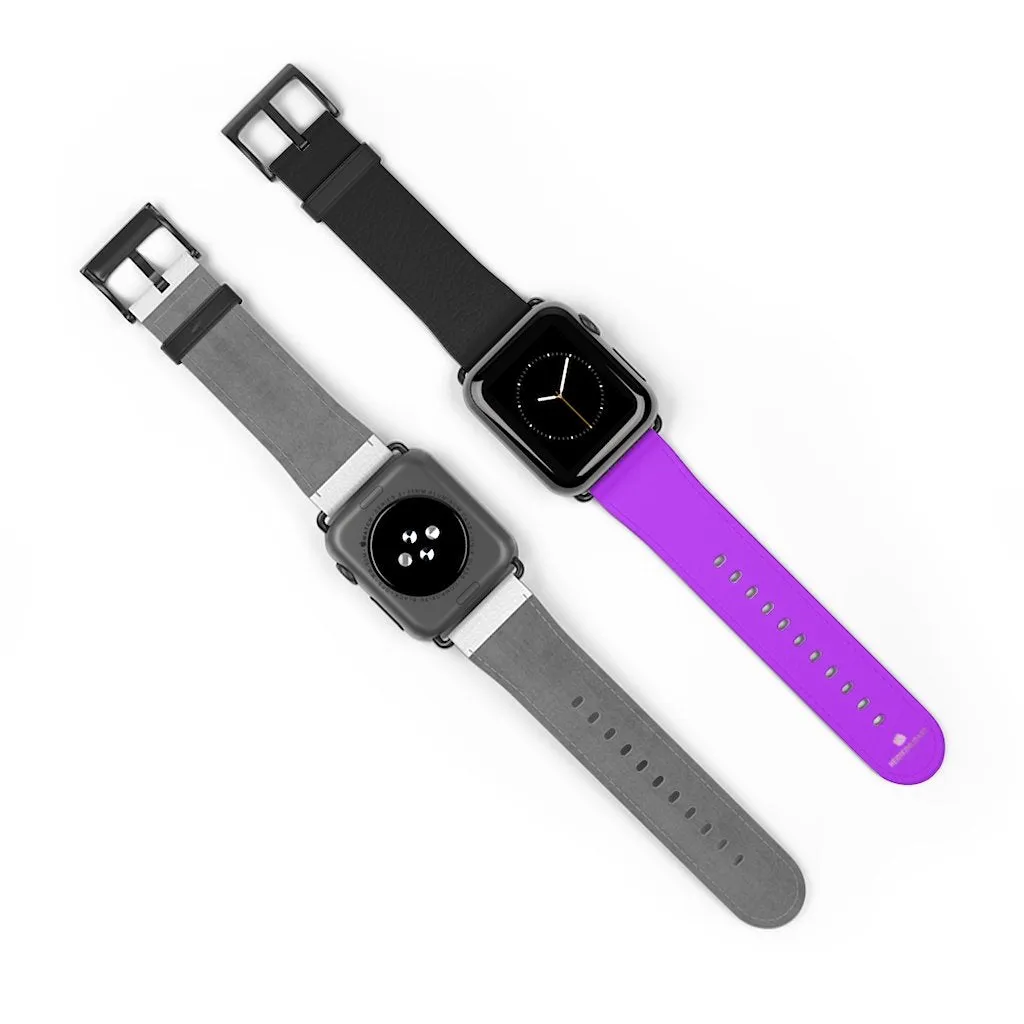 Black Purple Apple Watch Band, Dual Solid Color 38mm/42mm Watch Band - Made in USA
