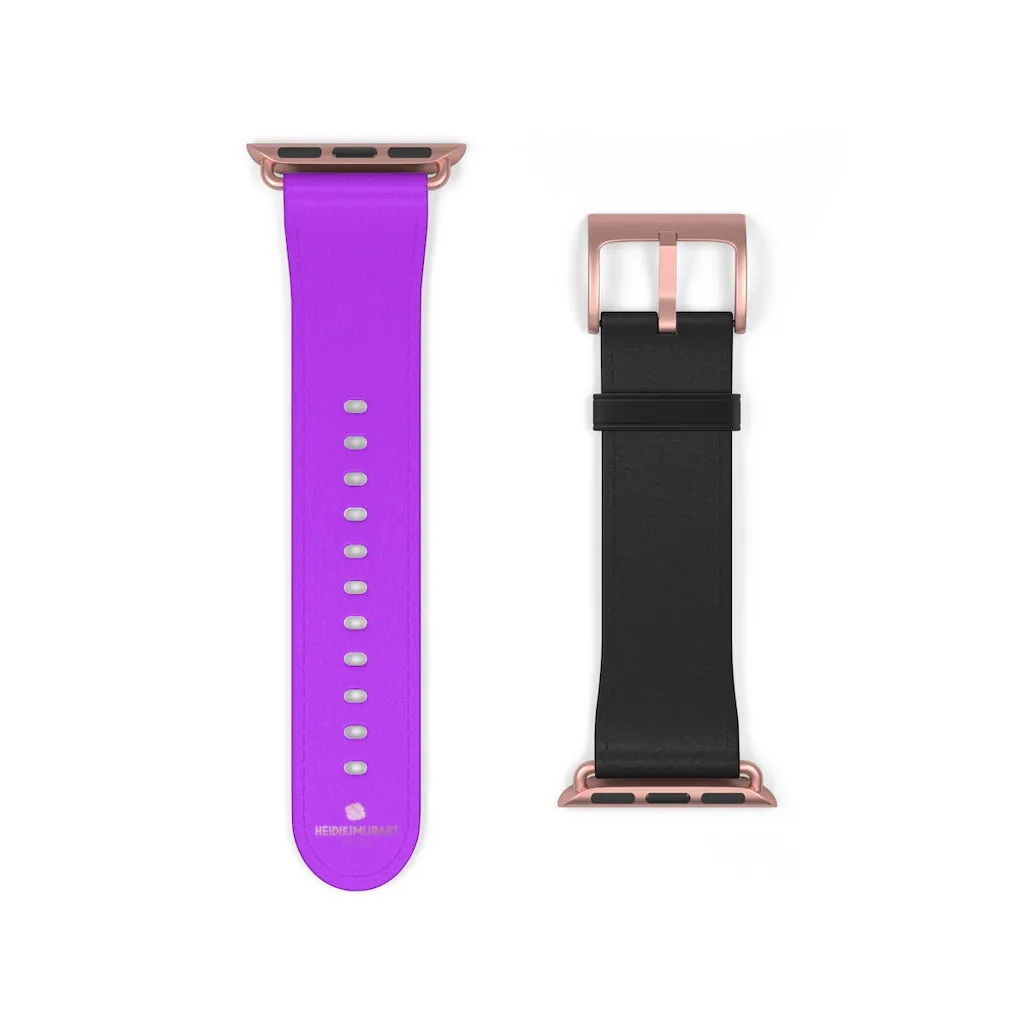 Black Purple Apple Watch Band, Dual Solid Color 38mm/42mm Watch Band - Made in USA