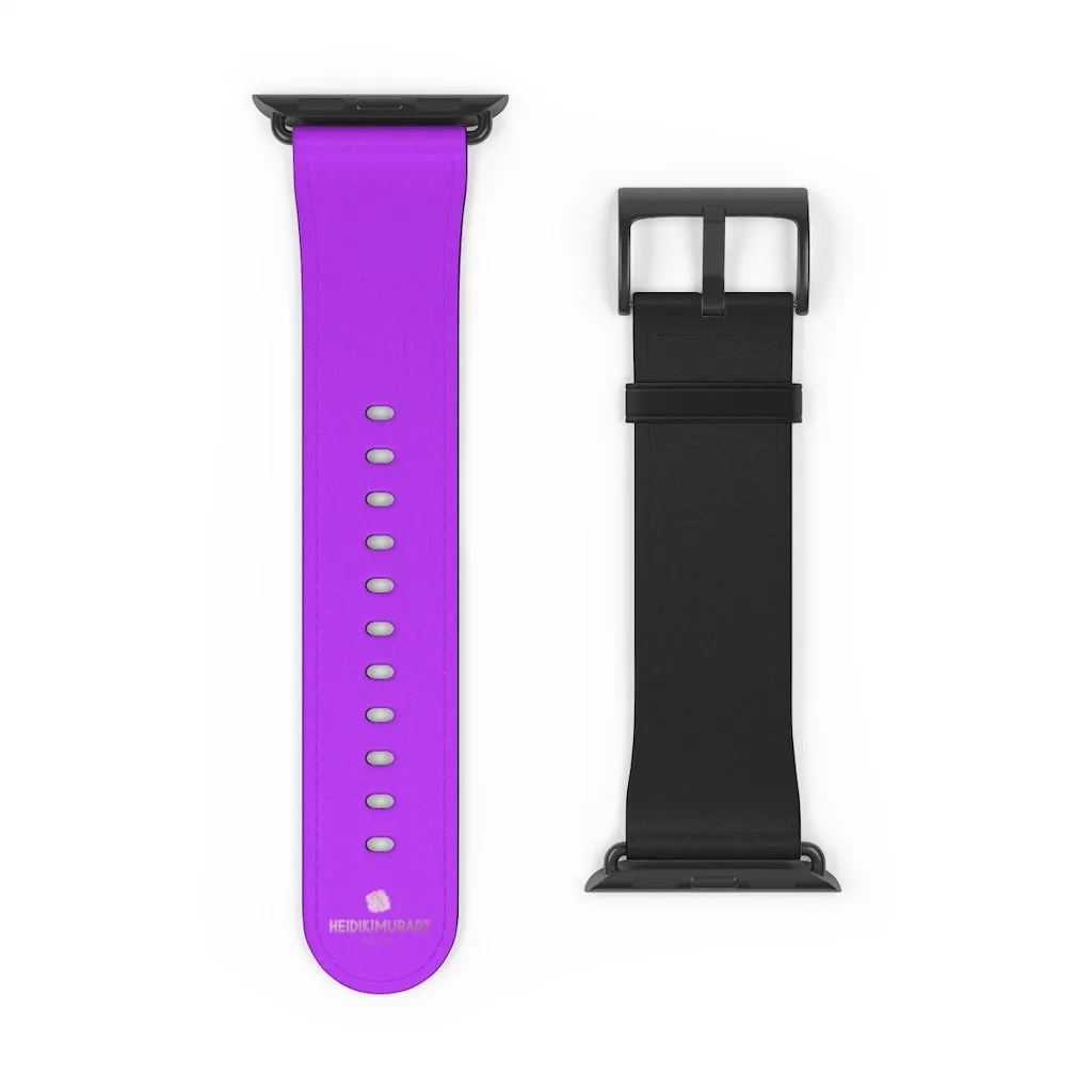 Black Purple Apple Watch Band, Dual Solid Color 38mm/42mm Watch Band - Made in USA