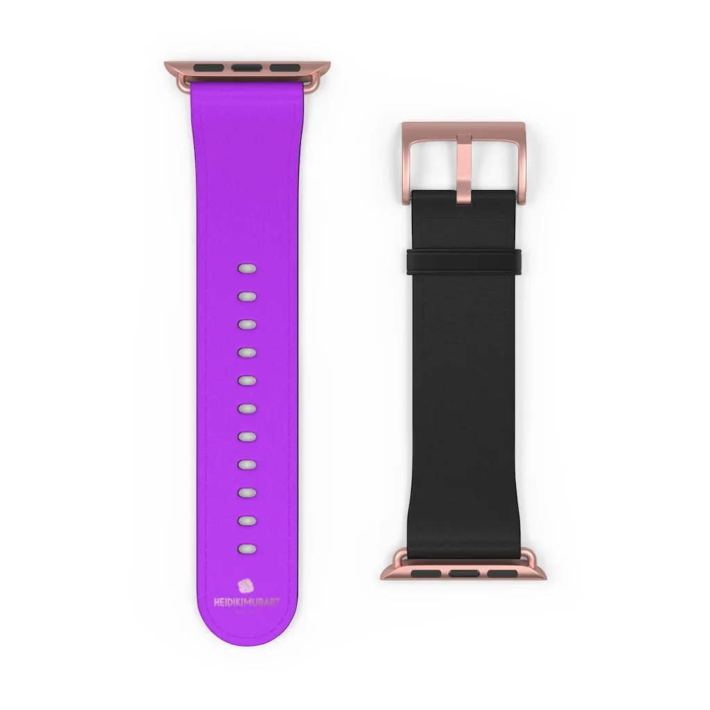 Black Purple Apple Watch Band, Dual Solid Color 38mm/42mm Watch Band - Made in USA