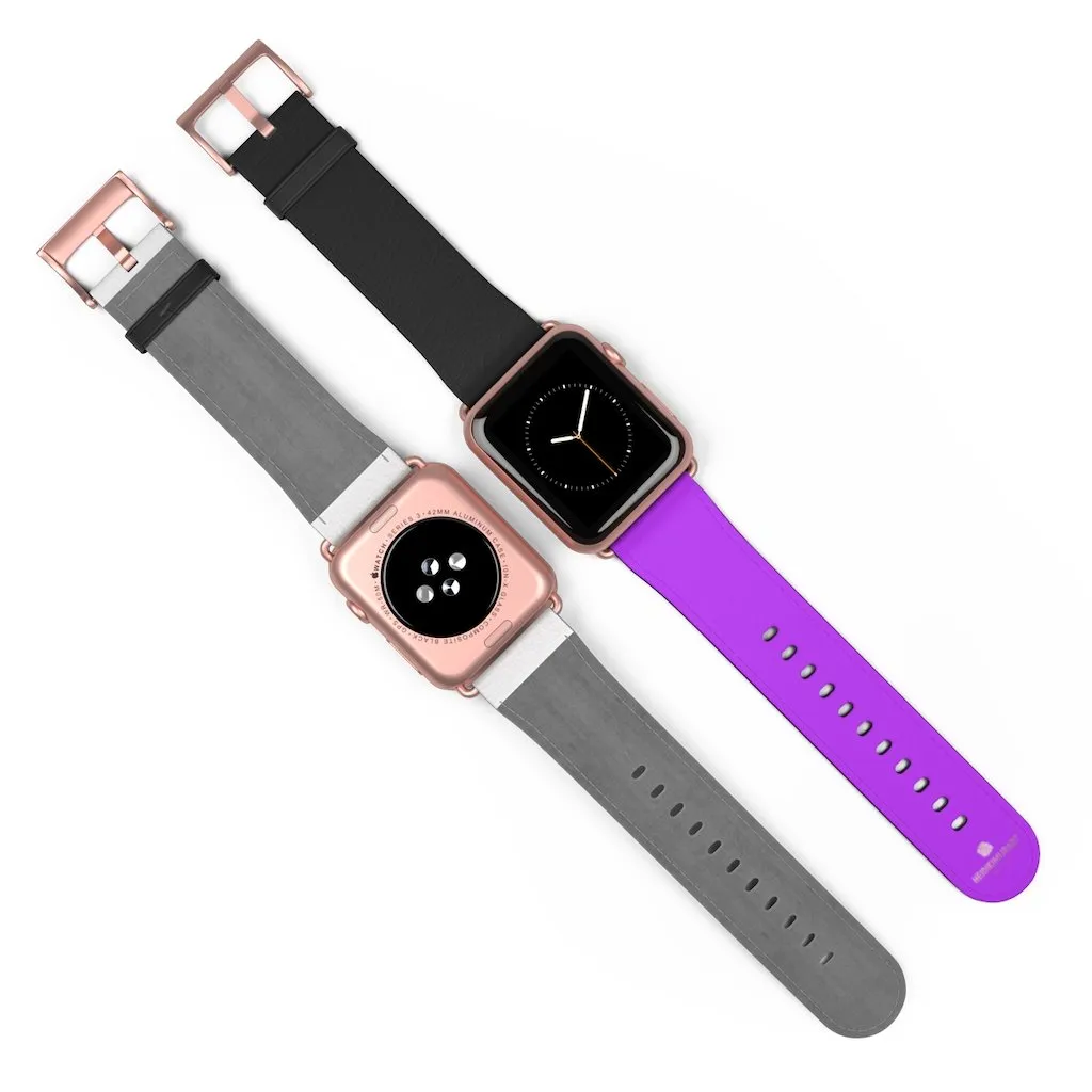 Black Purple Apple Watch Band, Dual Solid Color 38mm/42mm Watch Band - Made in USA