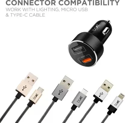 boAt Dual Port Rapid Car Charger 3.0 (Qualcomm Certified)
