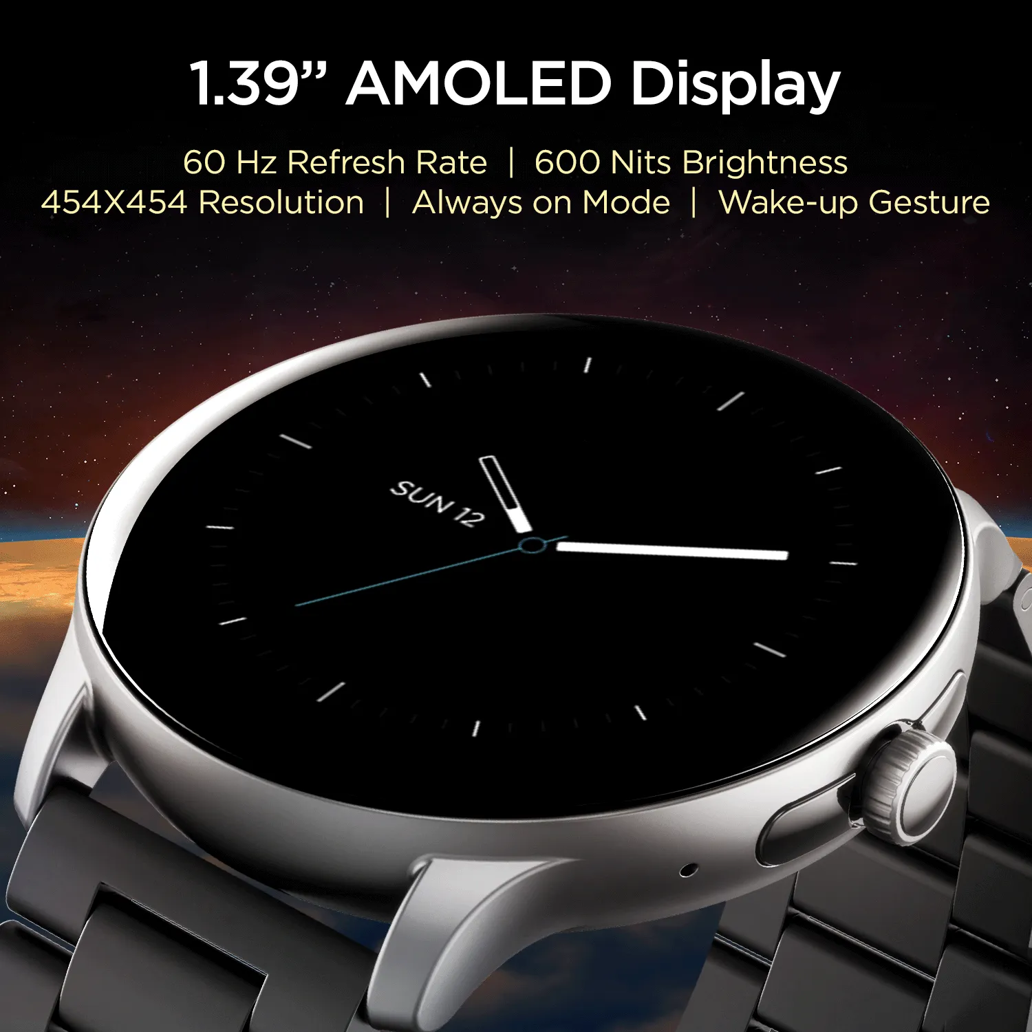 boAt Lunar Call Pro | Round Dial Smart Watch with 1.39" (3.53 cms) Big AMOLED Display, SensAi, Watch Face Studio, Bluetooth Calling, 700  Active Modes, Apollo3.5 Blue Plus Processor