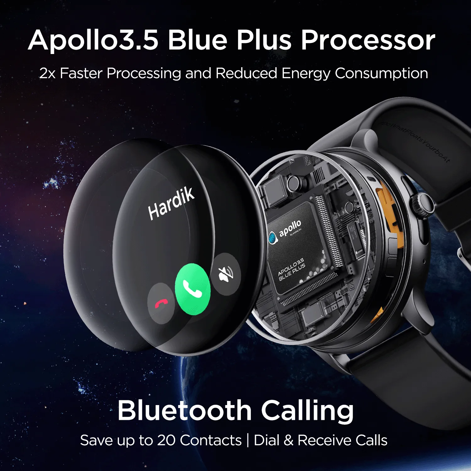 boAt Lunar Call Pro | Round Dial Smart Watch with 1.39" (3.53 cms) Big AMOLED Display, SensAi, Watch Face Studio, Bluetooth Calling, 700  Active Modes, Apollo3.5 Blue Plus Processor