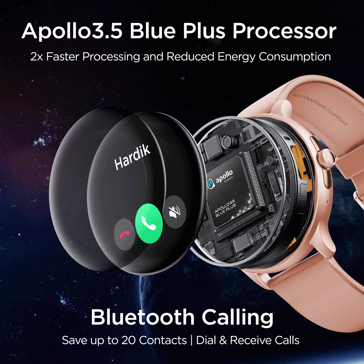 boAt Lunar Call Pro | Round Dial Smart Watch with 1.39" (3.53 cms) Big AMOLED Display, SensAi, Watch Face Studio, Bluetooth Calling, 700  Active Modes, Apollo3.5 Blue Plus Processor