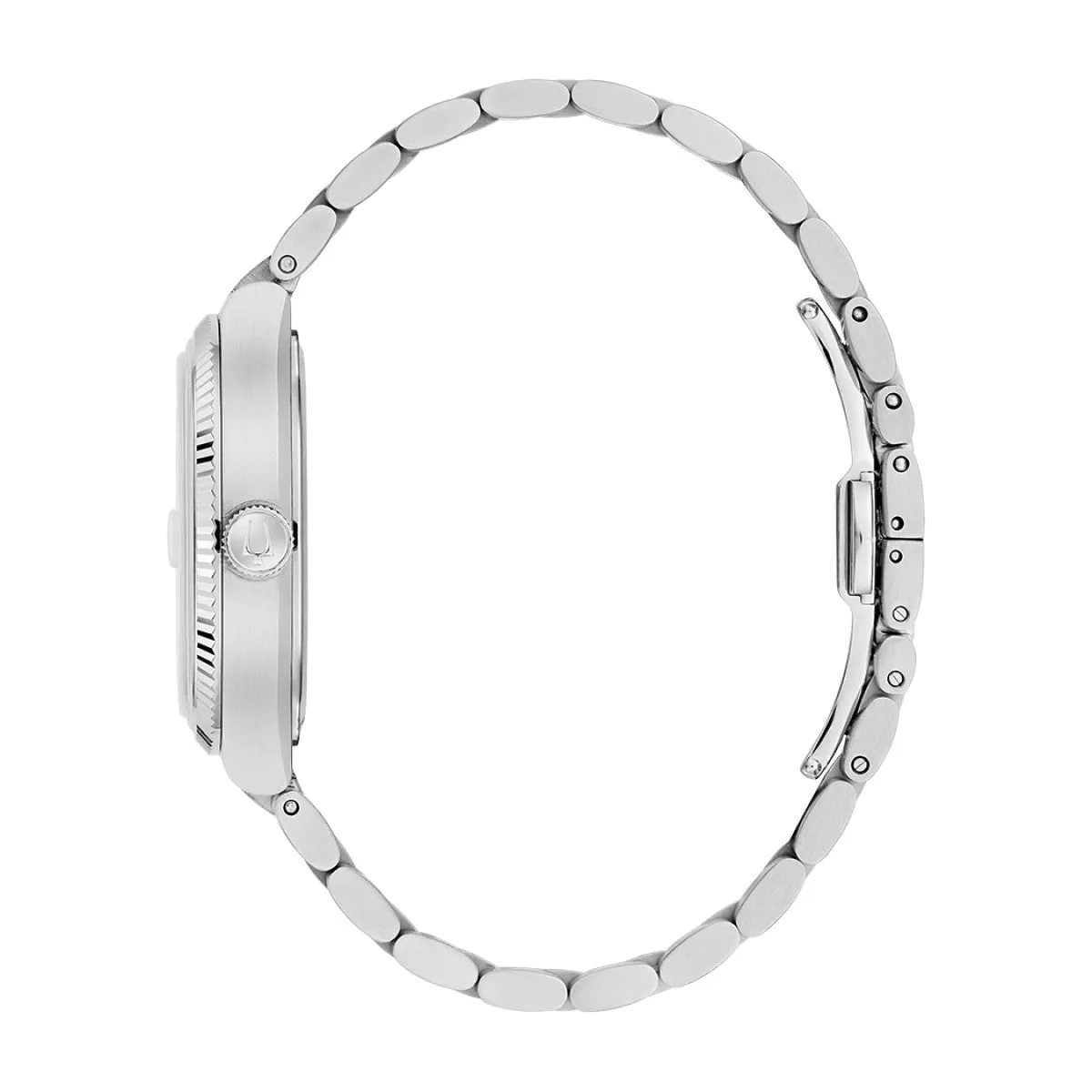 Bulova Super Seville with 38MM Blue Cushion Shaped Dial and Stainless Steel Band. 96B440