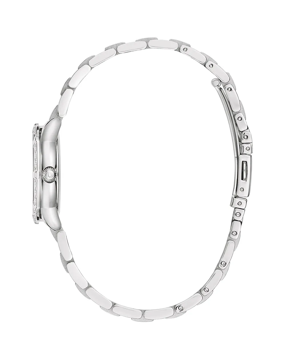 Bulova Women's Rose Gold and Stainless-Steel Diamond Watch with Silver Dial 96R250