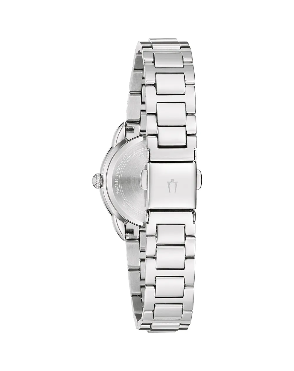 Bulova Women's Rose Gold and Stainless-Steel Diamond Watch with Silver Dial 96R250