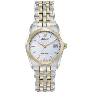 Citizen Eco-Drive Ladies Corso Two Tone White Dial Watch
