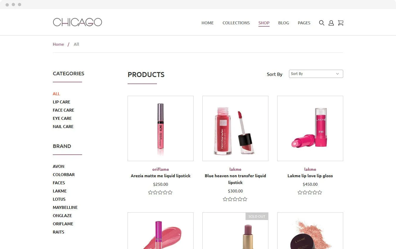 Cosmetics Store Chicago Shopify Theme