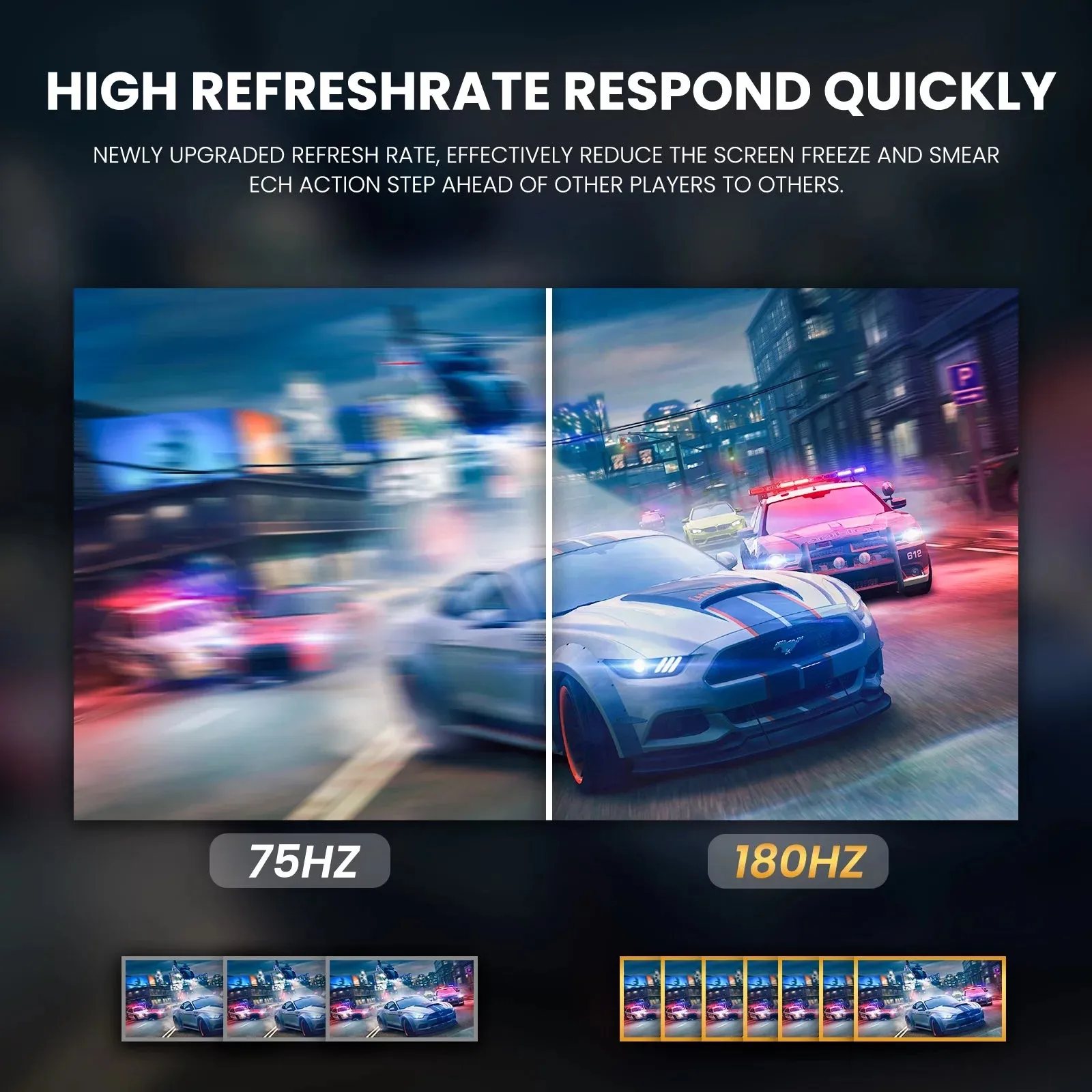 CRUA 24" 165Hz/180Hz Curved Gaming Monitor,FHD 1080P Computer Monitor,FreeSync,99% SRGB,Low Motion Blur-Black