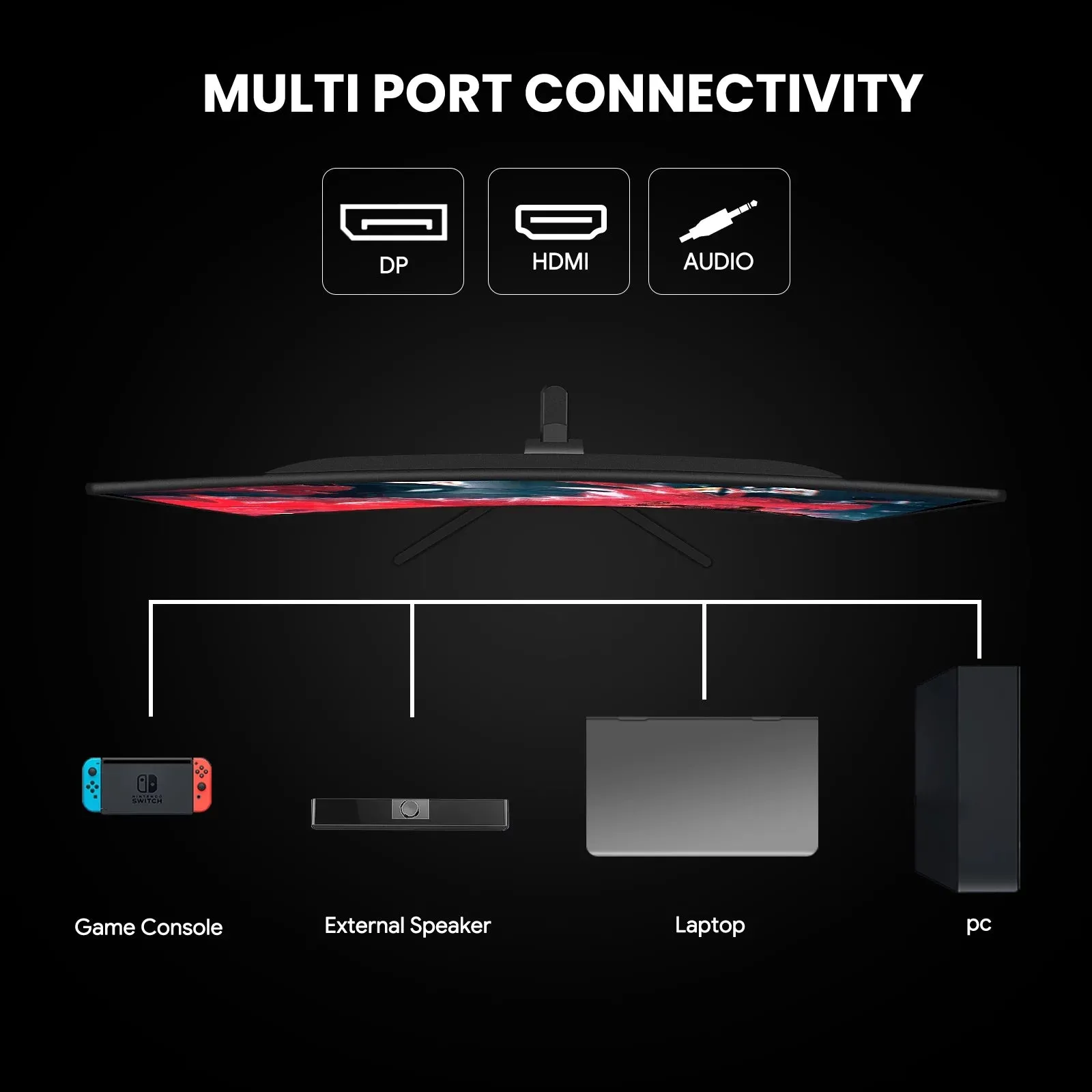 CRUA 24" 165Hz/180Hz Curved Gaming Monitor,FHD 1080P Computer Monitor,FreeSync,99% SRGB,Low Motion Blur-Black