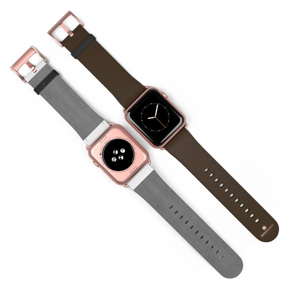 Dark Brown Solid Color Print 38mm/42mm Watch Band For Apple Watch- Made in USA