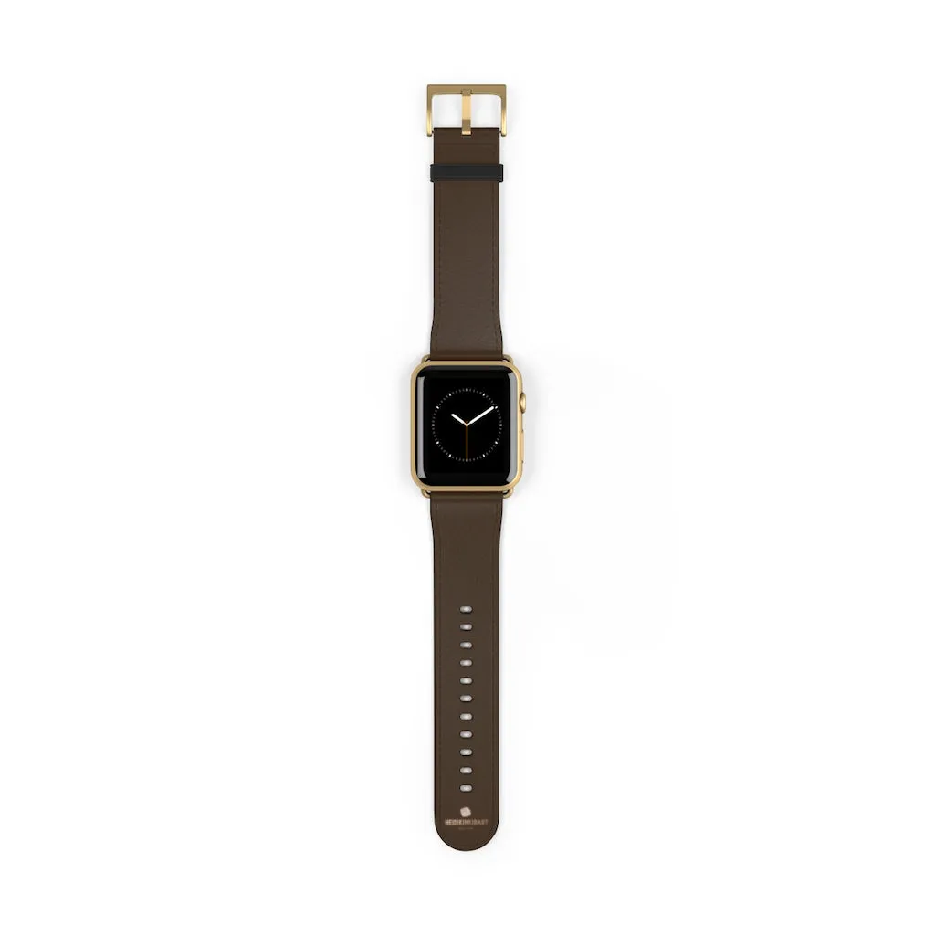 Dark Brown Solid Color Print 38mm/42mm Watch Band For Apple Watch- Made in USA
