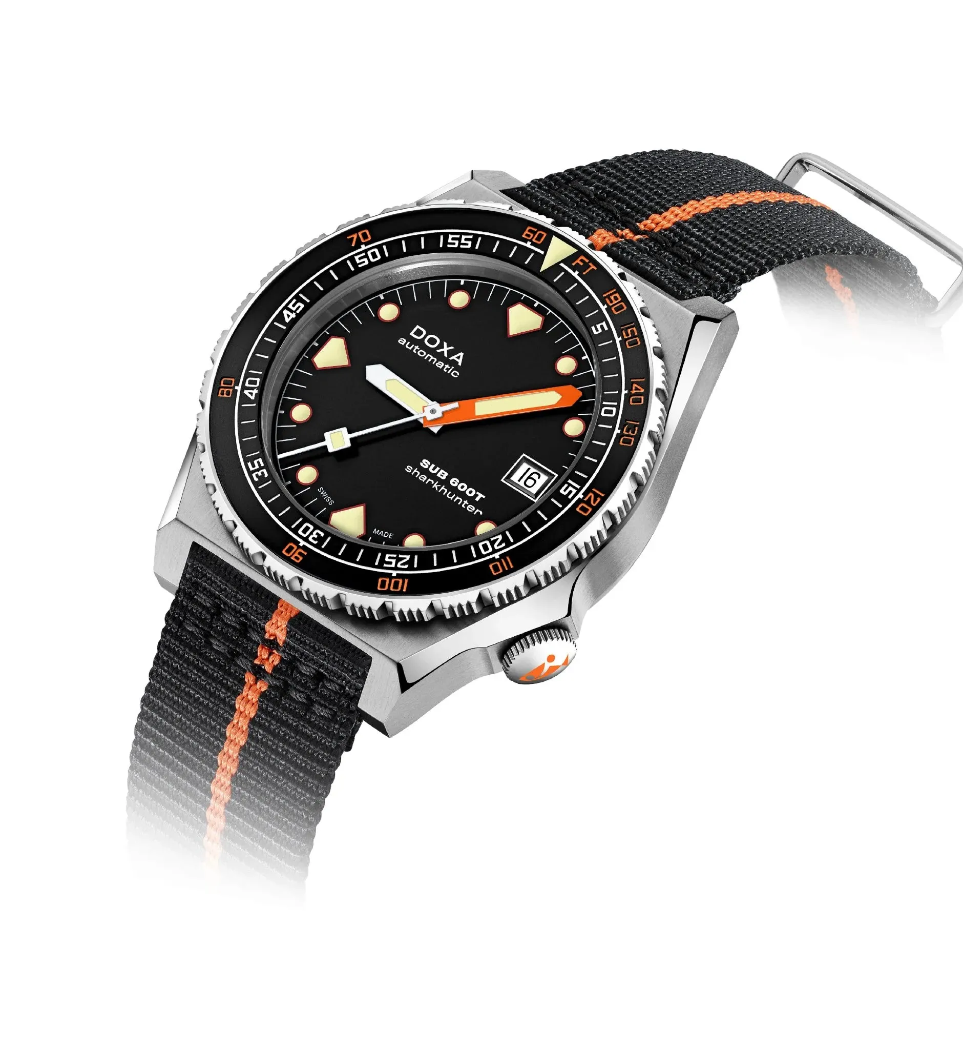 DOXA Sub 600T Sharkhunter Nato Black & Orange Ceramic - 862.10.101.20-N