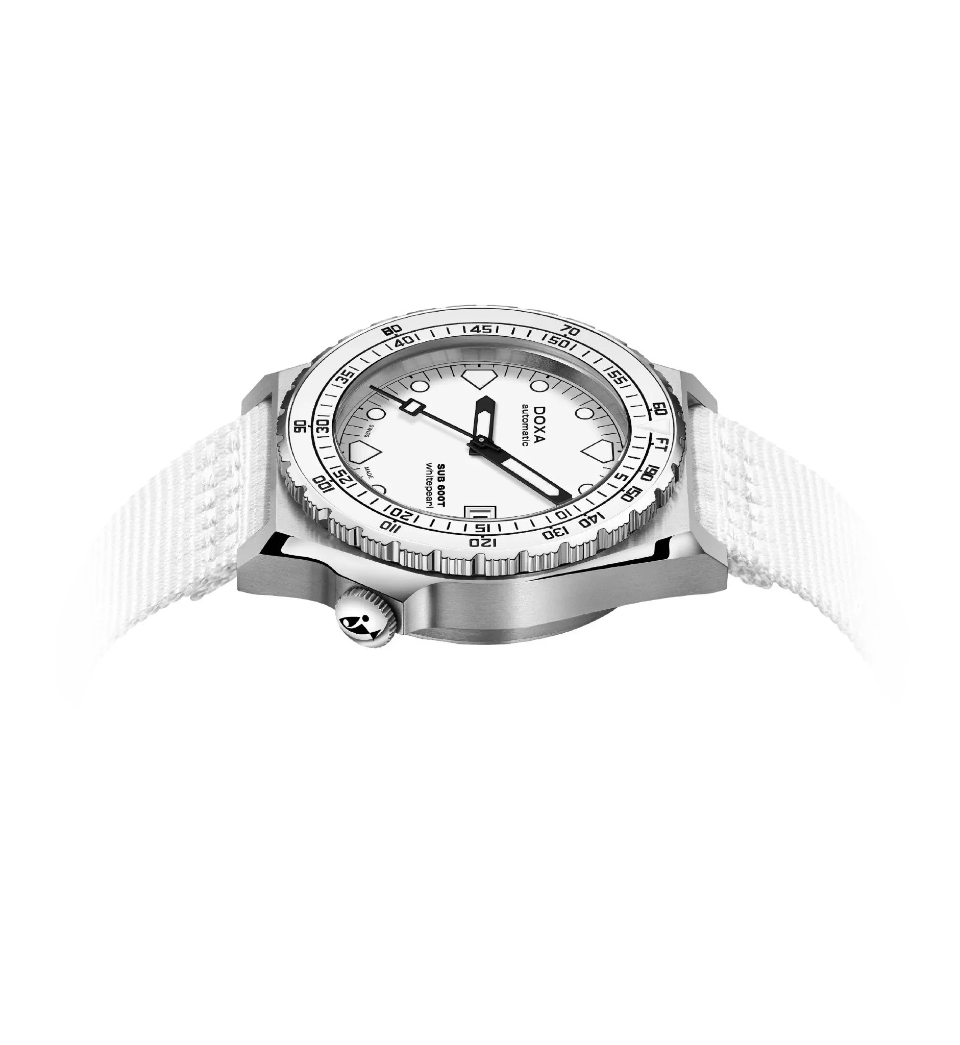 DOXA Sub 600T Whitepearl Nato Stainless Steel Sandblasted - 862.10.011.23-N