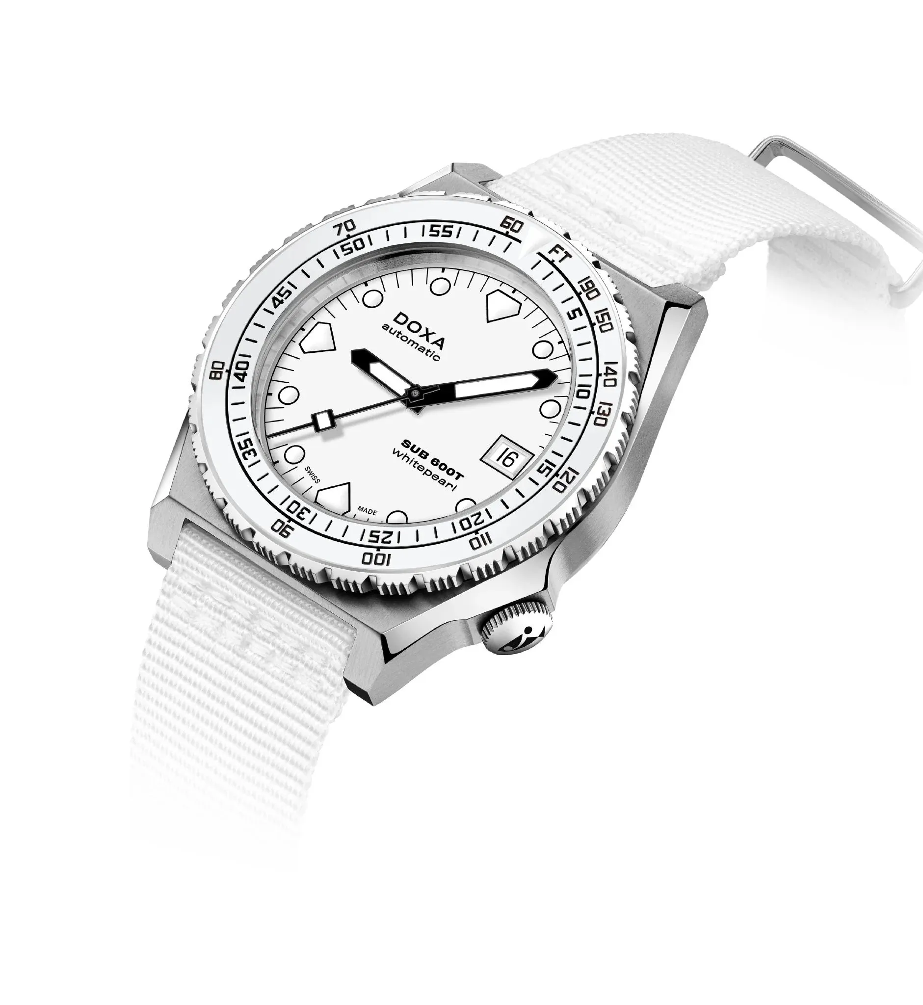 DOXA Sub 600T Whitepearl Nato Stainless Steel Sandblasted - 862.10.011.23-N