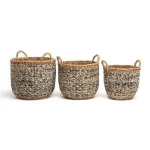 Ebony Medium Round Seagrass Storage Basket