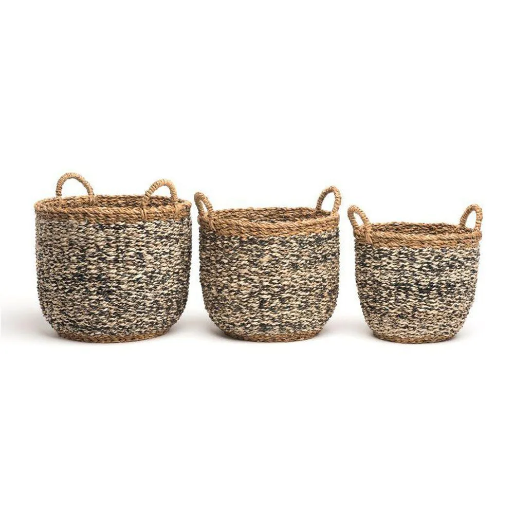 Ebony Medium Round Seagrass Storage Basket