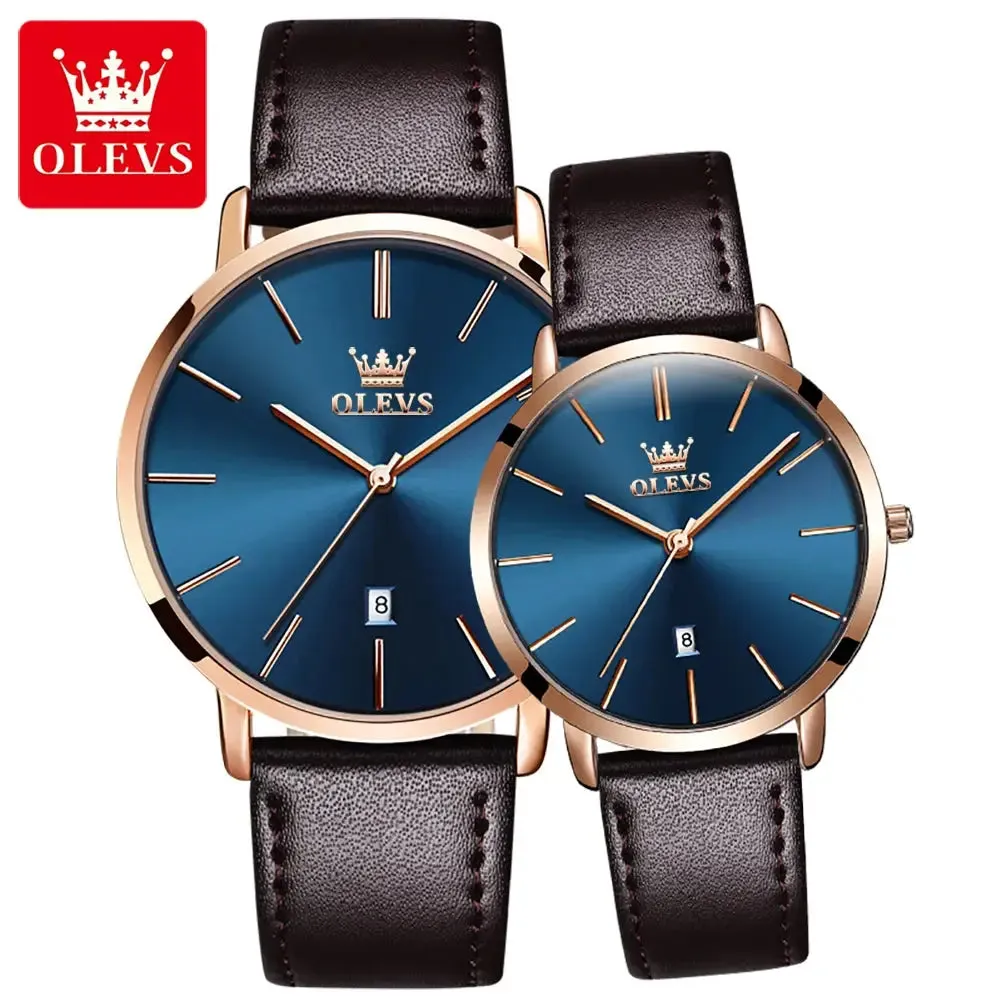 Elegance® 5869 Ultra Thin Couple Watches Set Men & Women Top Brand Luxury Simple Quartz Wristwatch Calendar Clock