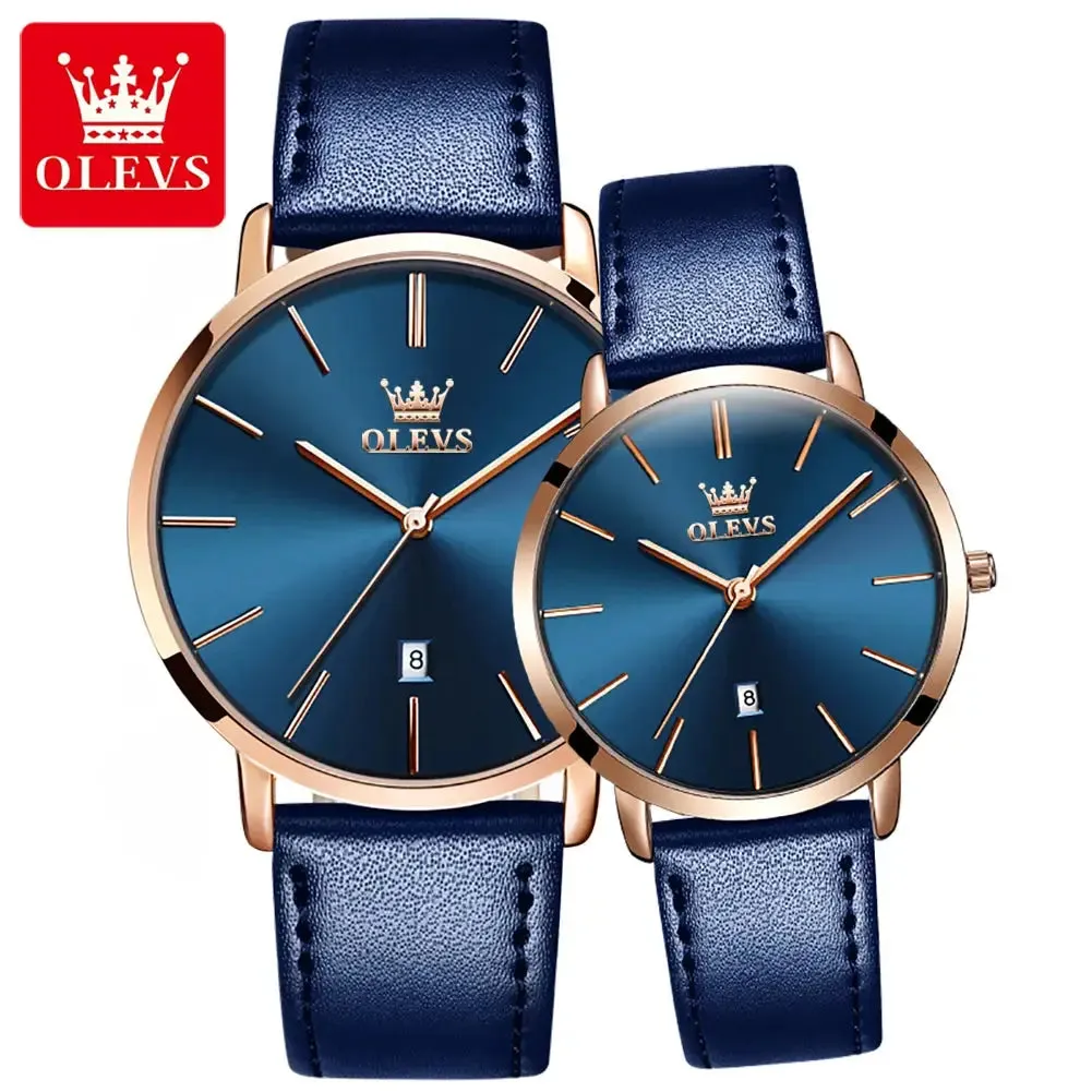 Elegance® 5869 Ultra Thin Couple Watches Set Men & Women Top Brand Luxury Simple Quartz Wristwatch Calendar Clock