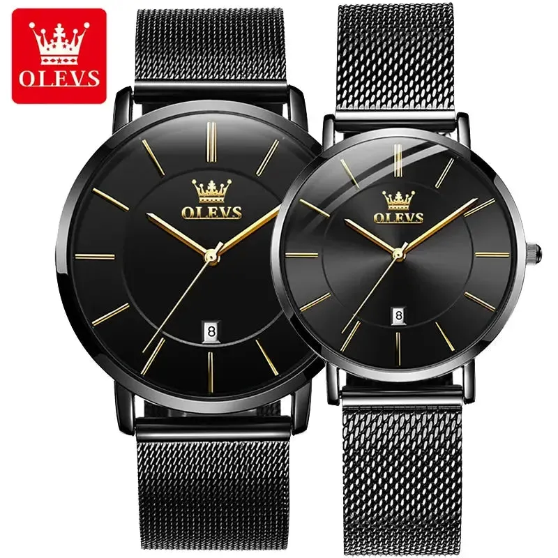 Elegance® 5869 Ultra Thin Couple Watches Set Men & Women Top Brand Luxury Simple Quartz Wristwatch Calendar Clock