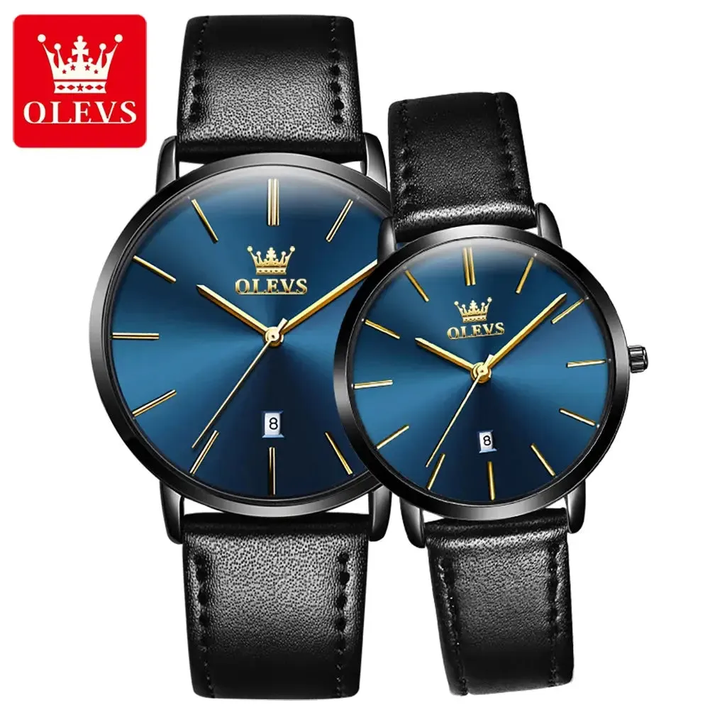 Elegance® 5869 Ultra Thin Couple Watches Set Men & Women Top Brand Luxury Simple Quartz Wristwatch Calendar Clock