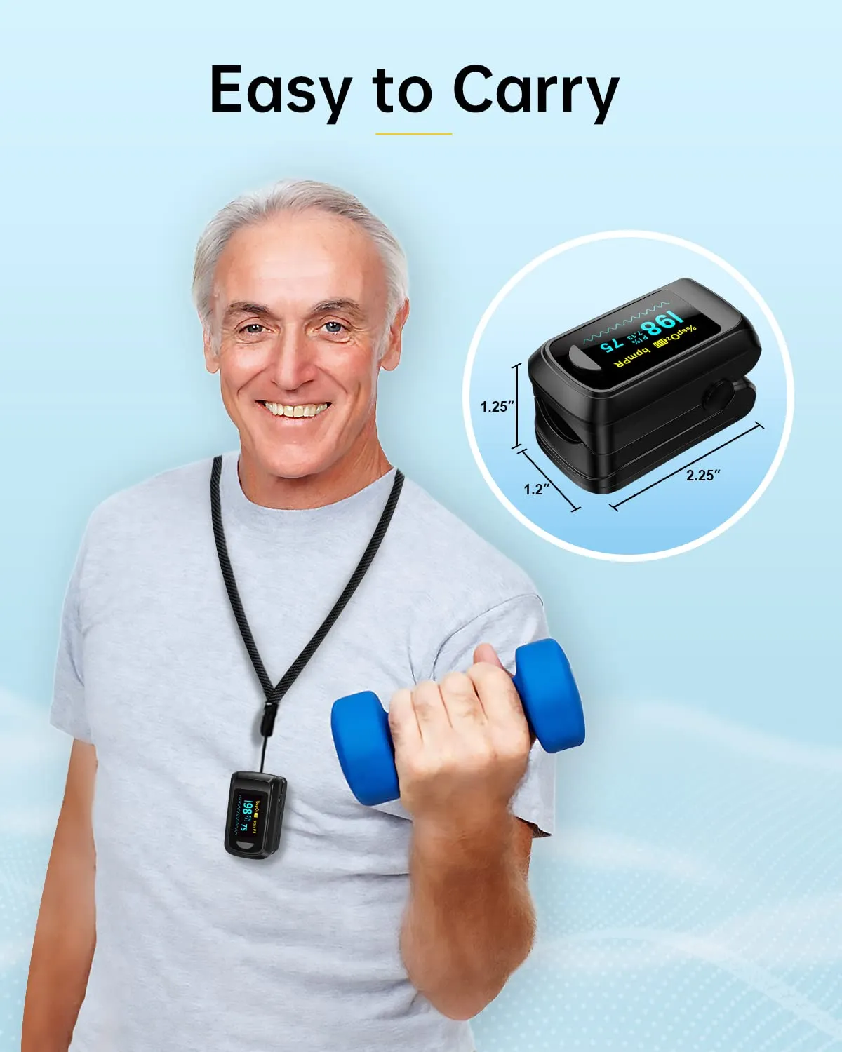 Fingertip Pulse Oximeter Blood Oxygen Monitor Pulse Ox, Heart Rate and Fast Spo2 Reading Oxygen Meter with OLED Screen Included Batteries and Lanyard