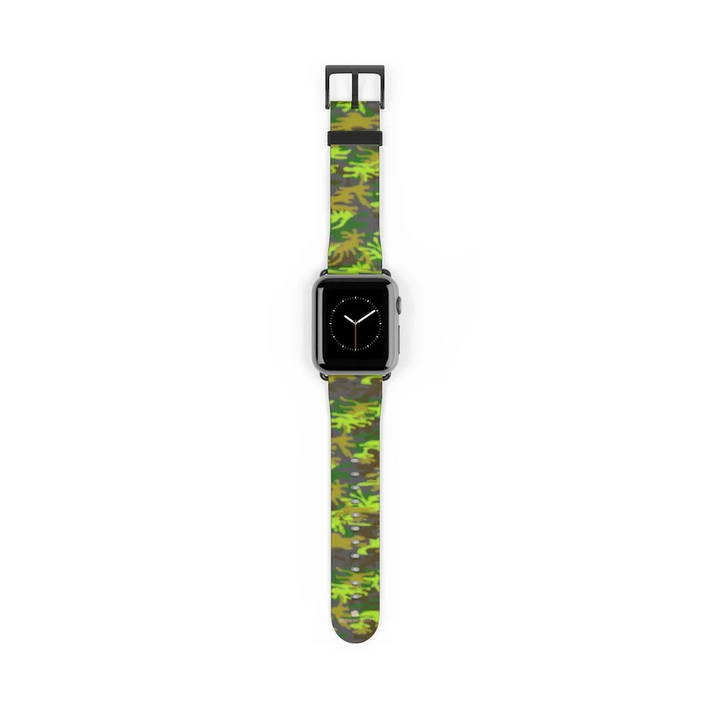 Gray & Green Camo Watch Band, Army Print 38mm/ 42mm Watch Band For Apple Watch- Made in USA