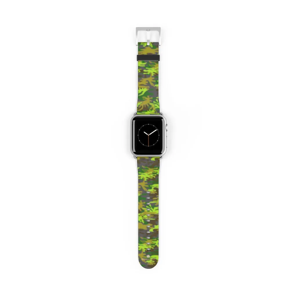 Gray & Green Camo Watch Band, Army Print 38mm/ 42mm Watch Band For Apple Watch- Made in USA