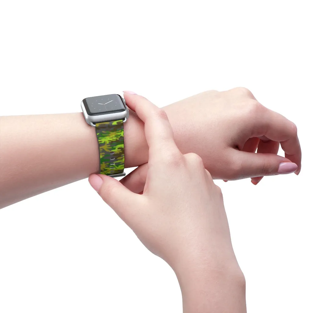 Gray & Green Camo Watch Band, Army Print 38mm/ 42mm Watch Band For Apple Watch- Made in USA